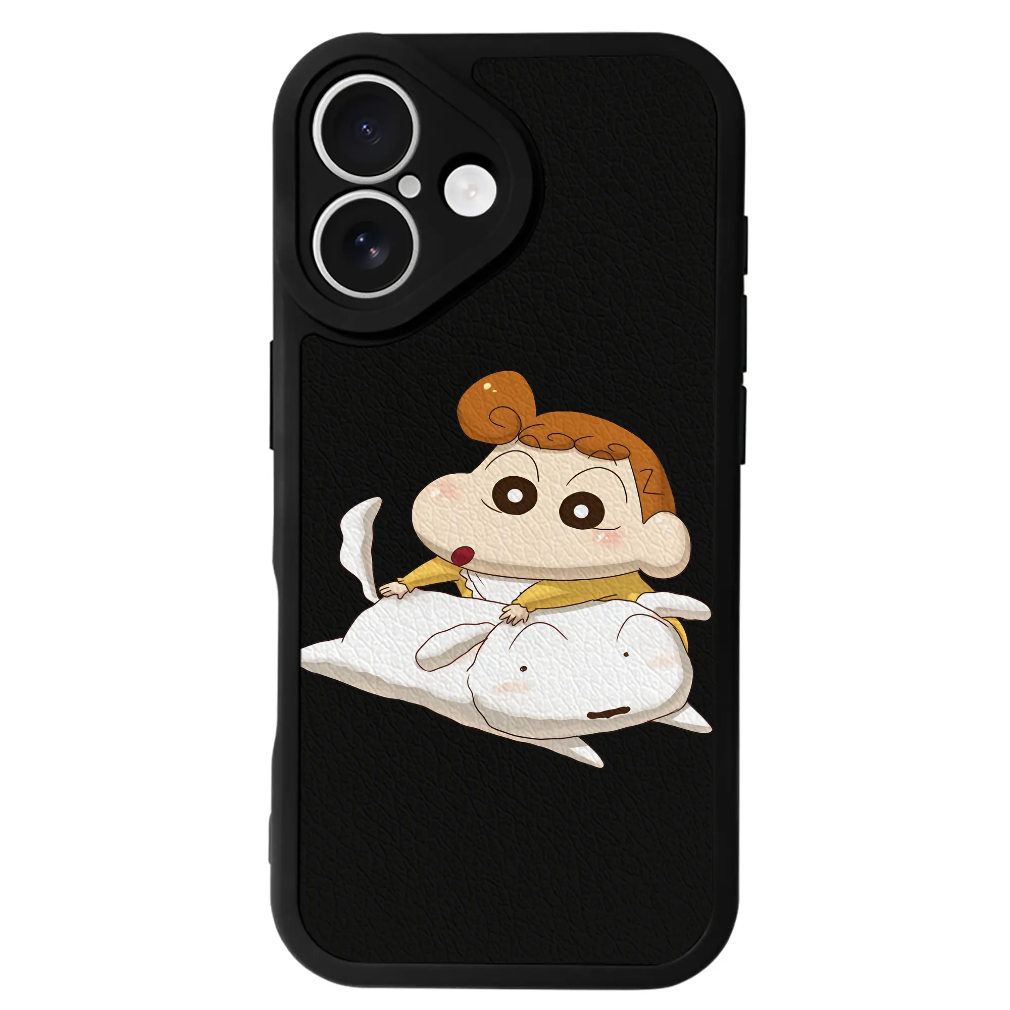 クレヨンしんちゃん グッズ シロ - IPhone 16シリーズ対応 ・ シリコンスマホケース ・ レザー調 ・ 高精度フィット ・ 耐衝撃 ・ ワイヤレス充電対応 ・ 精密カット